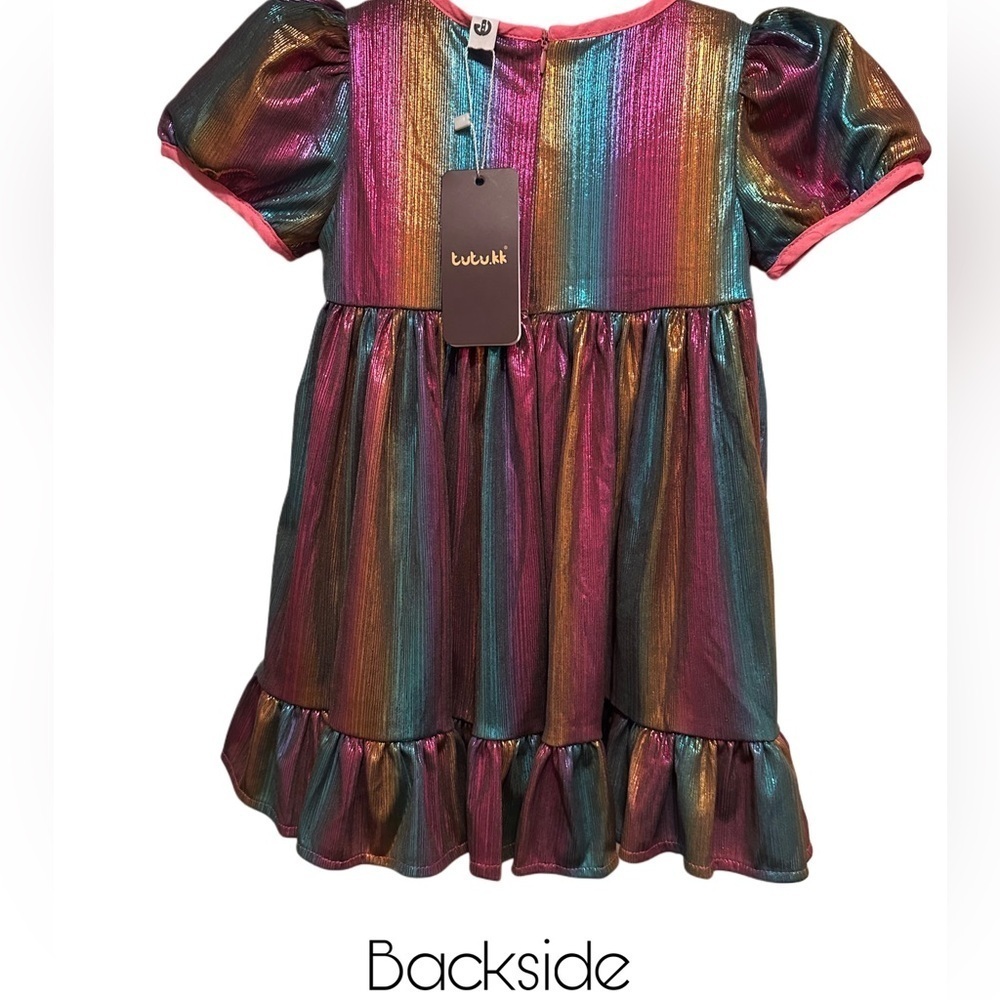 NWT Toddler Girls A Line Ruffle Swing Casual Party Dress Size 1-2 YR Old - Picture 3 of 6